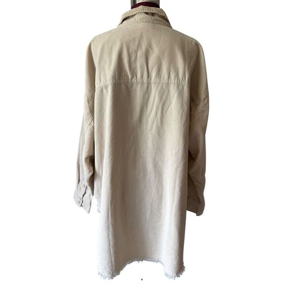 Aerie Corduroy Quarter Zip Jacket Shacket size L Cream - Picture 3 of 15